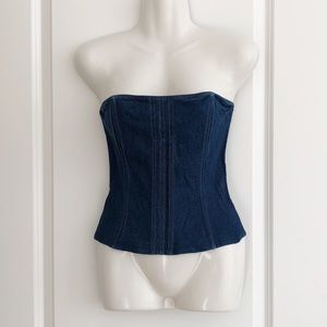 Denim Strapless Bustier Top